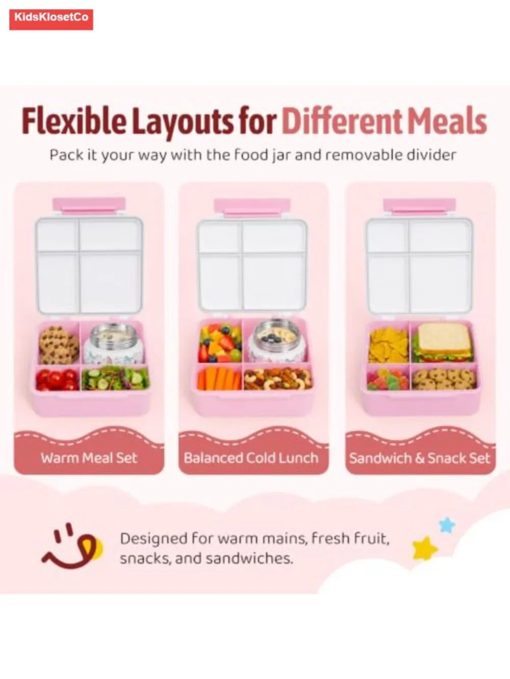 4-Compartment Leakproof Bento Lunch Box Set with Thermo Food Container,